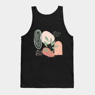 Abstract shapes dots lines and leaves digital design illustration Tank Top